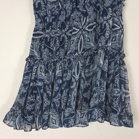 MISA Ezri Mini Dress One Shoulder Blue White Size Large - Picture 8 of 16